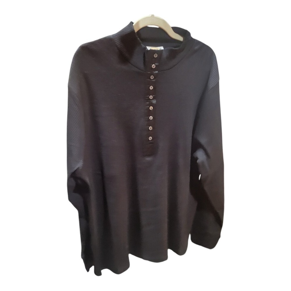TALBOTS Plus Black Pullover Top Button Front Shirt